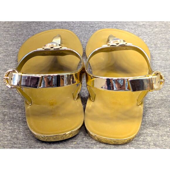 MICHAEL MICHAEL KORS Sandals- Gold, Thong, Heel Strap, Floral Jewel, Size 6 - Picture 4 of 8